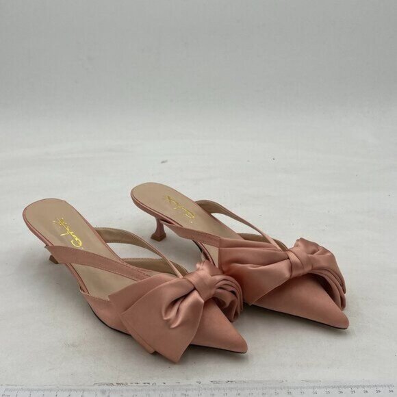 XYD Women Bowknot Closed Pointed Toe Mule Sandals Mid Kitten Heel - Picture 1 of 7